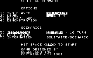Southern Command Title Screen